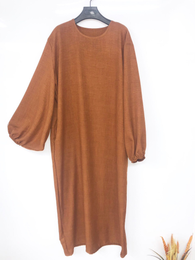 Wholesaler I'Mod - Balloon sleeve abaya with mottled linen effect pockets