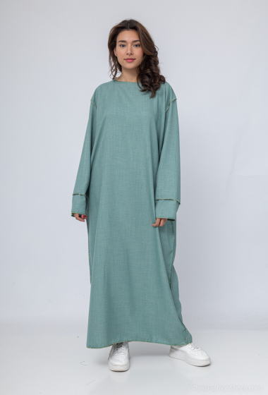 Wholesaler I'Mod - Linen fil d'orée wide sleeve abaya