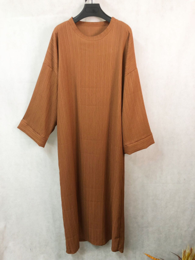 Großhändler I'Mod - Abaya aus plissiertem Streifenstoff mit weiten Ärmeln