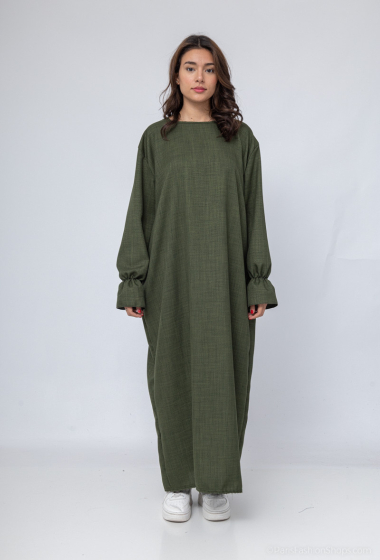Wholesaler I'Mod - Linen effect ruffled sleeve abaya