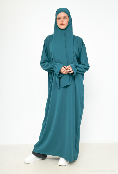 Wholesaler I'Mod - Abaya veil integrated ruffled sleeves in medina silk
