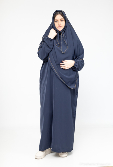 Wholesaler I'Mod - Court d'orée 2-piece abaya and khimar set in Medina silk