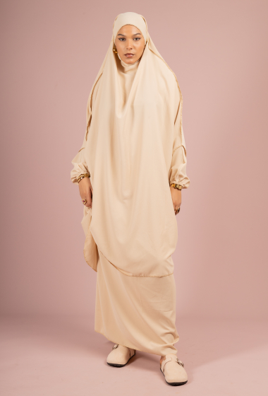 Grossiste I'Mod - Ensemble 2 pièces jilbab d'orée avec jupe en soie de médine
