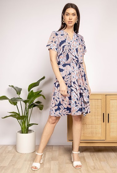 Wholesaler I'Mod - Short printed dress with ruffles