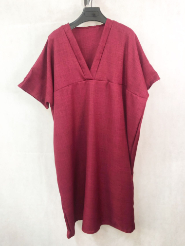 Wholesaler I'Mod - Short oversized faded linen effect dress