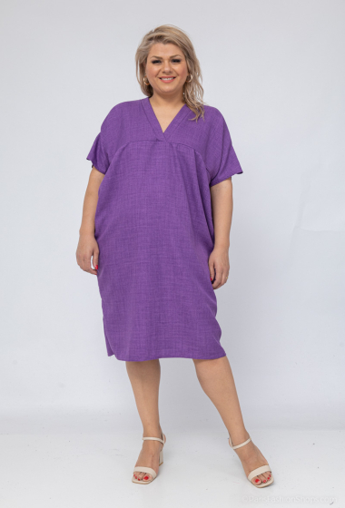 Wholesaler I'Mod - Short oversized faded linen effect dress