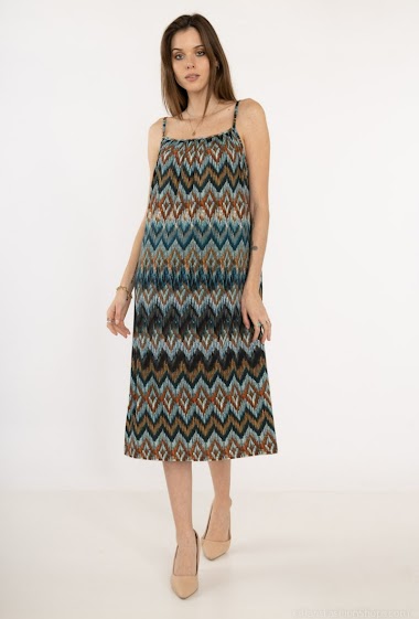 Wholesaler I'Mod - Mid-length printed dress with straps