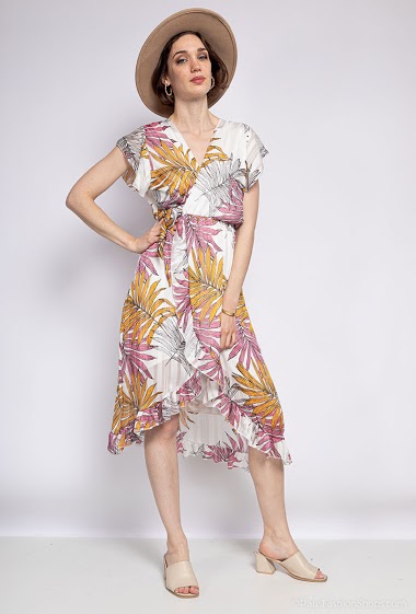 Wholesaler I'Mod - Printed midi dress with ruffles
