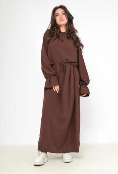 Großhändler I'Mod - Langärmliges Kleid mit Rüschen aus Medina-Seide