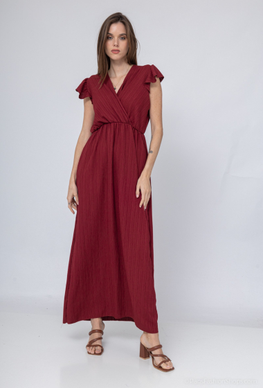 Wholesaler I'Mod - Long dress with heart wrap, pleated striped fabric