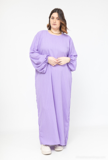 Wholesaler I'Mod - Long dress with balloon sleeves in striped voile
