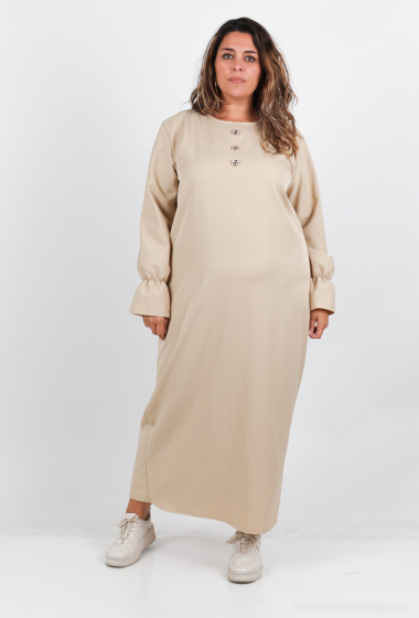 Wholesaler I'Mod - Long buttoned dress with ruffled sleeves in thick fabric