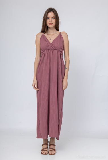 Wholesaler I'Mod - Long wrap dress with straps, pleated striped fabric