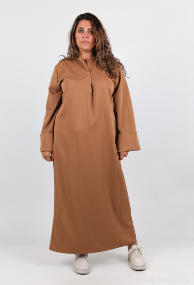 Wholesaler I'Mod - Long dress with open collar, wide sleeves, thick fabric