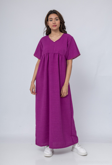 Wholesaler I'Mod - Long dress with flounced sleeves in linen effect