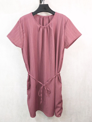 Wholesaler I'Mod - Striped pleated fabric tunic dress