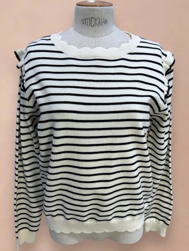 Wholesaler In April 1986 - Striped round neck sweater