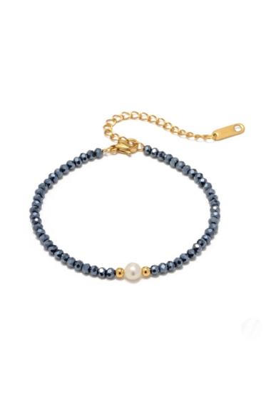 Grossiste Les Précieuses - Bracelet Blue acier inoxydable et perles naturelles