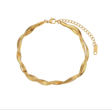 Grossiste Les Précieuses - Bracelet Lino doré acier inoxydable