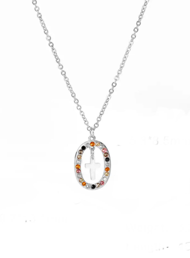 Wholesaler Les Précieuses - Cruz stainless steel necklace with white zircons
