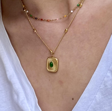 Großhändler Les Précieuses - Doppelte Malia-Halskette aus goldenem Edelstahl