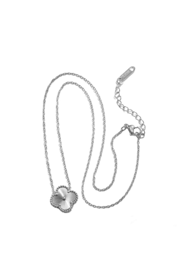 Großhändler Les Précieuses - Dreiblatt-Halskette aus Edelstahl