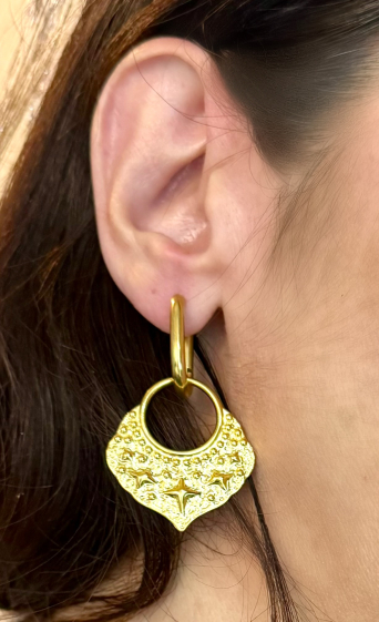Großhändler Les Précieuses - Pair of Alias golden stainless steel earrings