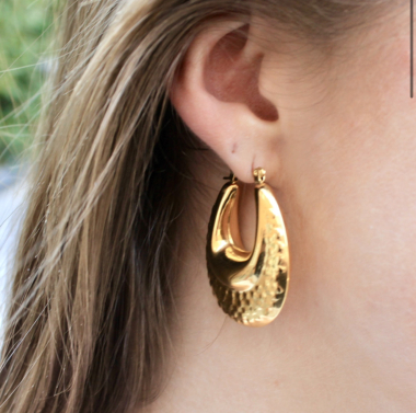 Wholesaler Les Précieuses - Pair of golden Fatia earrings