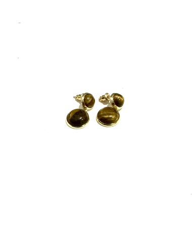 Wholesaler Les Précieuses - Pair of golden Joy earrings and natural stone