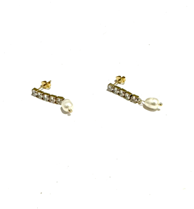 Wholesaler Les Précieuses - Pair of golden Liny stainless steel earrings