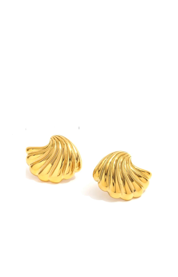 Großhändler Les Précieuses - Paar goldene Millefeuille-Ohrringe aus Edelstahl