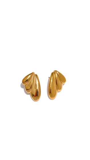 Großhändler Les Précieuses - Paar goldene Tartelette-Ohrringe aus Edelstahl