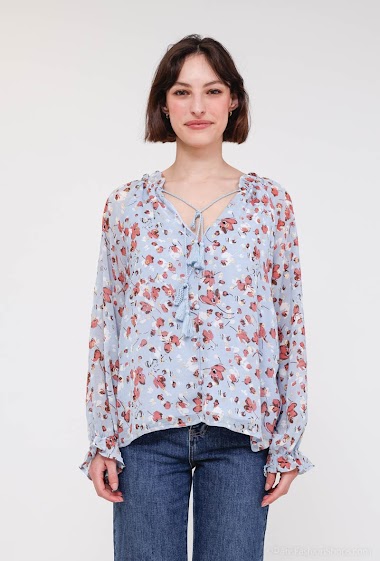 Wholesaler Indie + Moi - GLORIA Flowing floral and gold print blouse