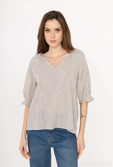 Grossiste Indie + Moi - Blouse rayée demi-manches JULES