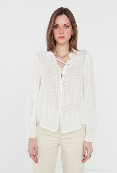 Wholesaler Indie + Moi - Camisa algodón bordado liso SIXTINE