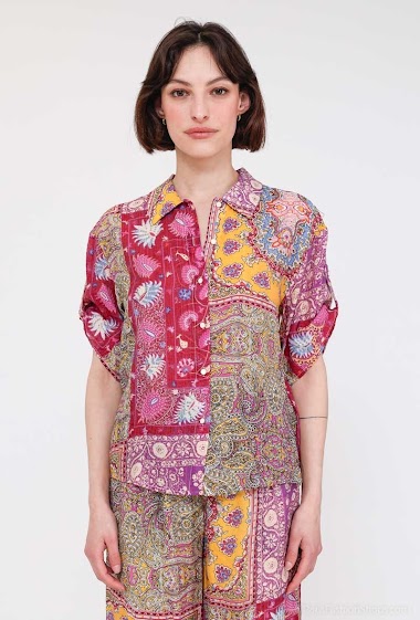 Wholesaler Indie + Moi - MONA bohemian print short-sleeved blouse