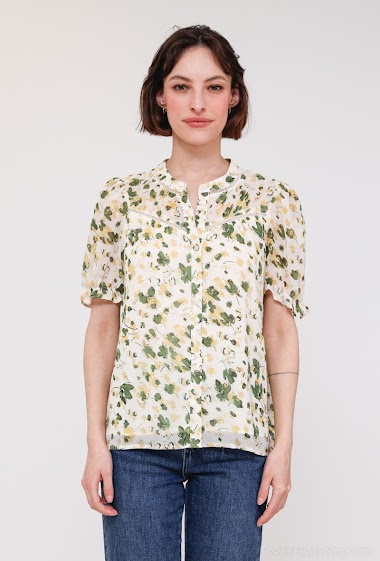 Wholesaler Indie + Moi - GIULIO Floral and gold print short-sleeved blouse