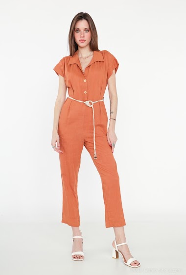 Wholesaler Indie + Moi - RACHELLE Plain linen jumpsuit with belt