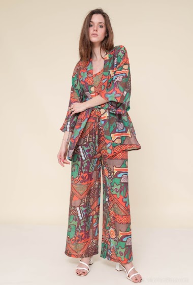 Wholesaler Indie + Moi - SHERAZADE Mayan print fluid kimono