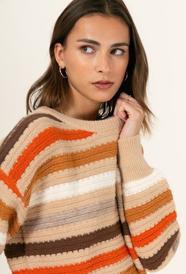 Grossiste Indie + Moi - Pull court en maille multicolore WILFRID