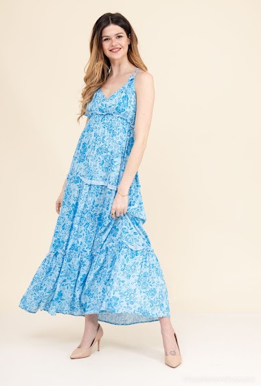 Wholesaler Indie + Moi - KAROLINA Fluid floral print dress with thin straps