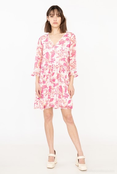 Wholesaler Indie + Moi - EMELINE Flowing shiny floral print dress
