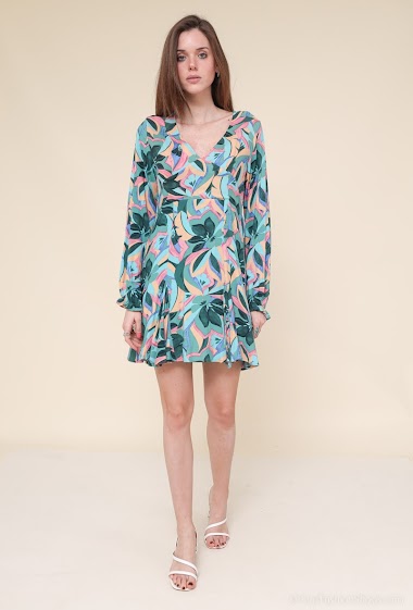 Wholesaler Indie + Moi - Mid-length floral V-neck dress ATHENA