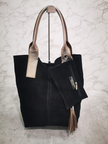 Wholesaler Ines Delaure - Two-tone leather tote bag