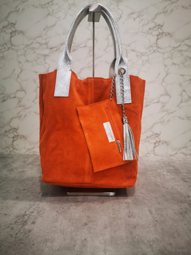 Wholesaler Ines Delaure - Two-tone leather tote bag