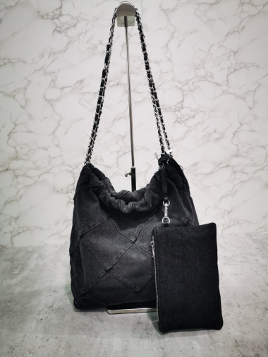 Wholesaler Ines Delaure - Denim shoulder tote bag