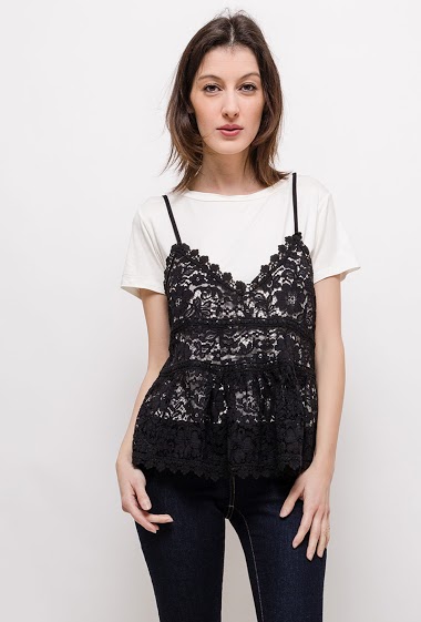 Großhändler GG LUXE - T-shirt and lace tank top
