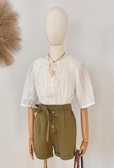 Wholesalers Inspiration Studio - Cotton woven-look blouse