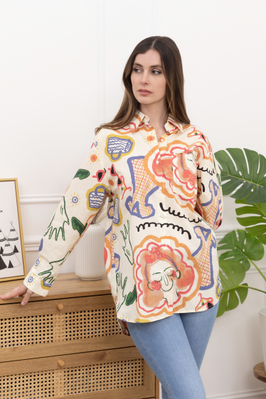 Wholesaler Inspiration Studio - Multi-color printed cotton shirt.