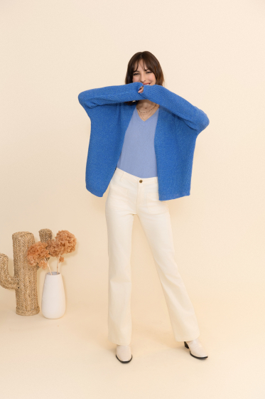 Wholesaler Inspiration Studio - Short, long-sleeved shiny knit cardigan